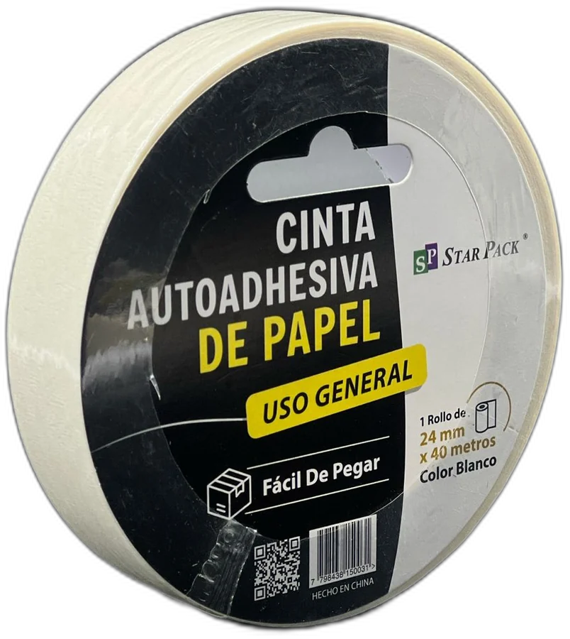 Cinta de papel blanca 24 mm, caja cerrada de 36 rollos